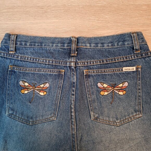 Vtg Zana Di Jeans Size 9 10 Flare High Rise Dragon Fly Embroidered 80's 90's - Picture 4 of 10